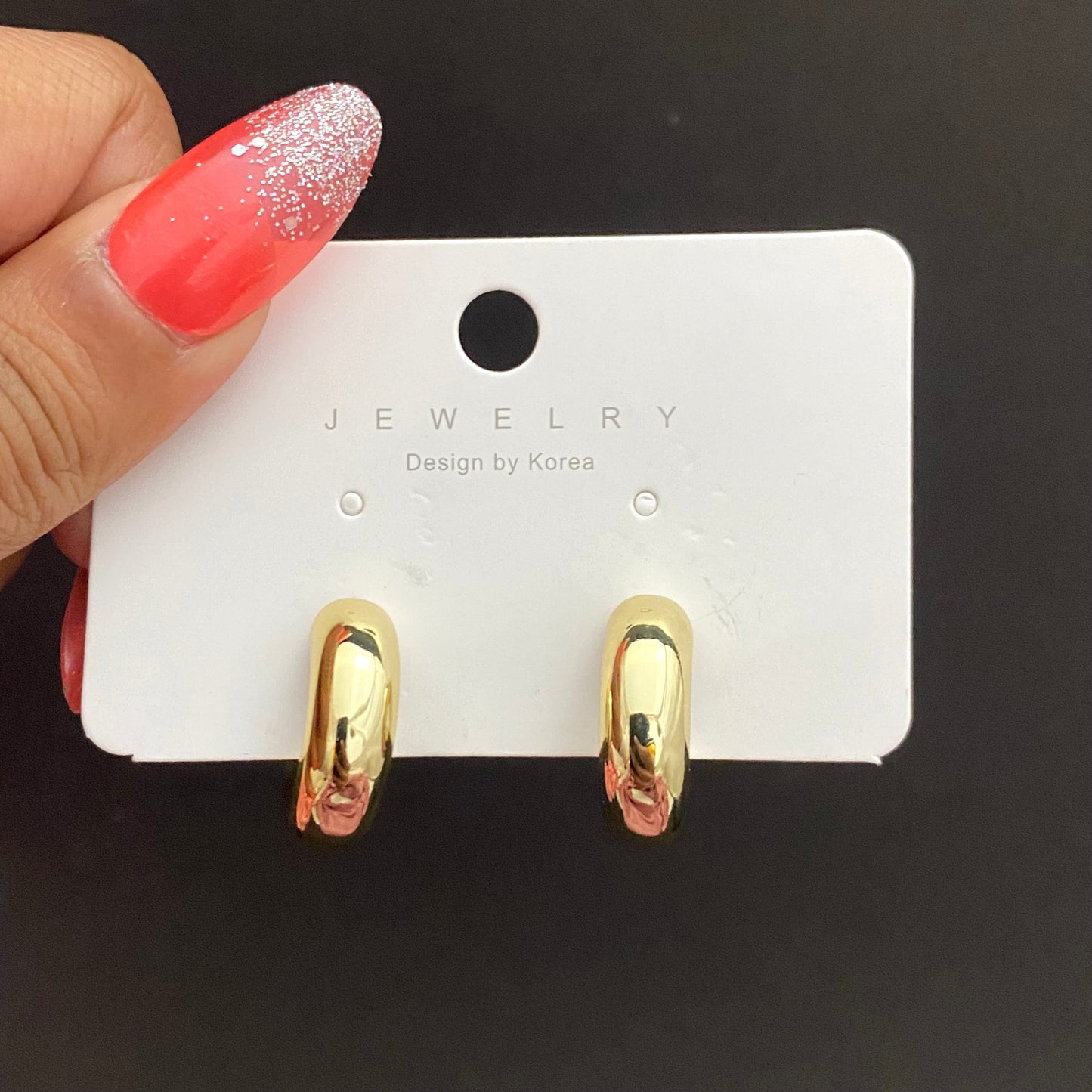 Golden Geometric C Shaped Korean Hoop Earring - DropShp