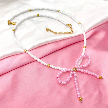 Elegant Women's Simulated Bow Pearl Necklace (D-4) - DropShp