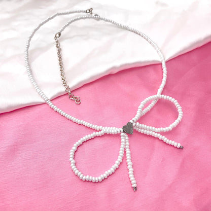 Elegant Women's Simulated Bow Pearl Necklace (D-3) - DropShp