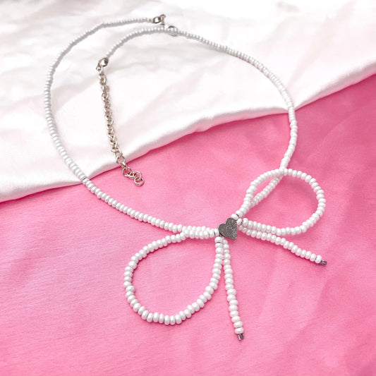 Elegant Women's Simulated Bow Pearl Necklace (D-3) - DropShp