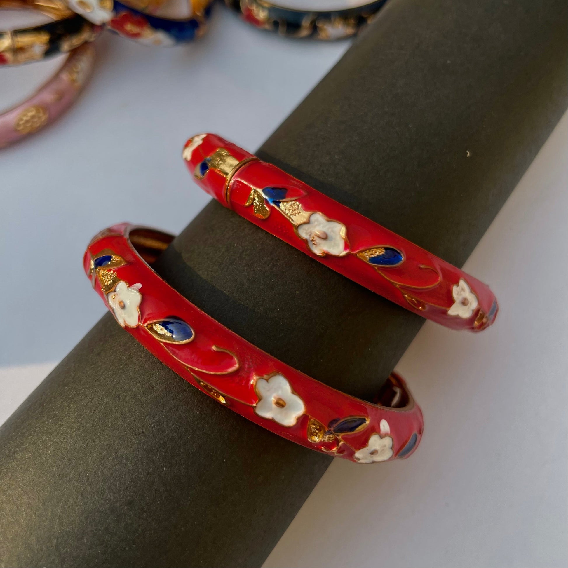 Single Meenakari Colourful Enamel Gold Plated Red Bangles Bracelet  for Women & Girls - DropShp