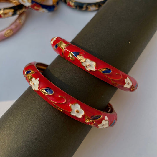 Single Meenakari Colourful Enamel Gold Plated Red Bangles Bracelet  for Women & Girls - DropShp