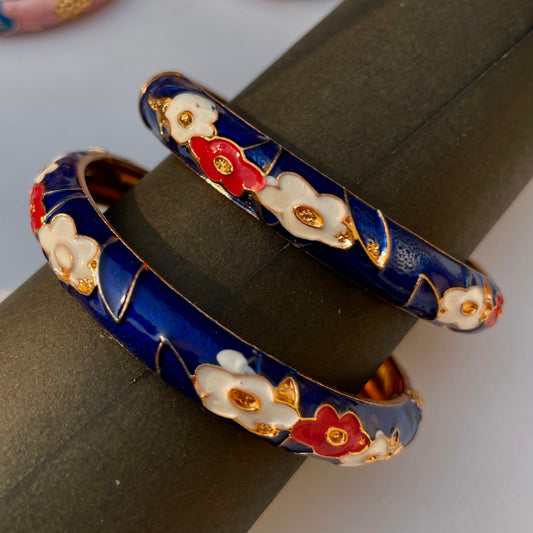 Single Meenakari Colourful Enamel Gold Plated Blue Bangles Bracelet for Women & Girls - DropShp