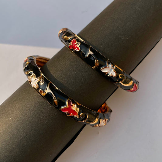 Single Meenakari Colourful Enamel Gold Plated Black Bangles Bracelet for Women & Girls - DropShp