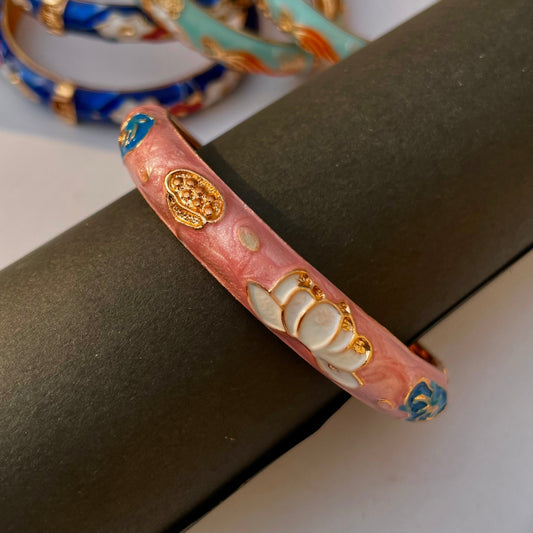 Single Meenakari Colourful Enamel Gold Plated Pink Bangle Bracelet for Women & Girls - DropShp