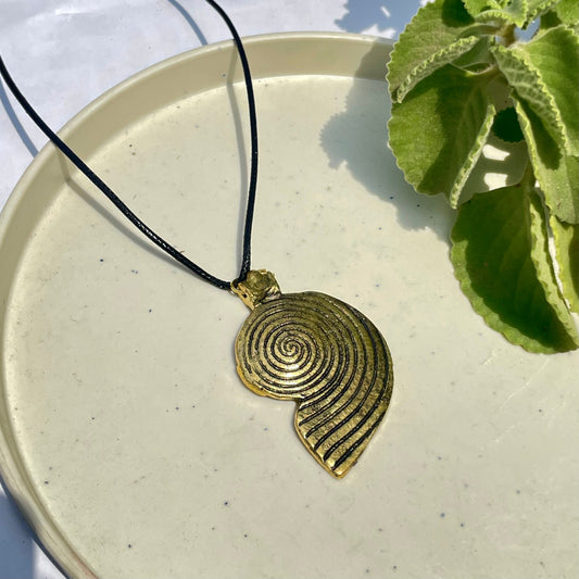 Golden Chakra Tail Oxidised Boho Brass Antique Necklace With Adjustable Rope Chain - DropShp