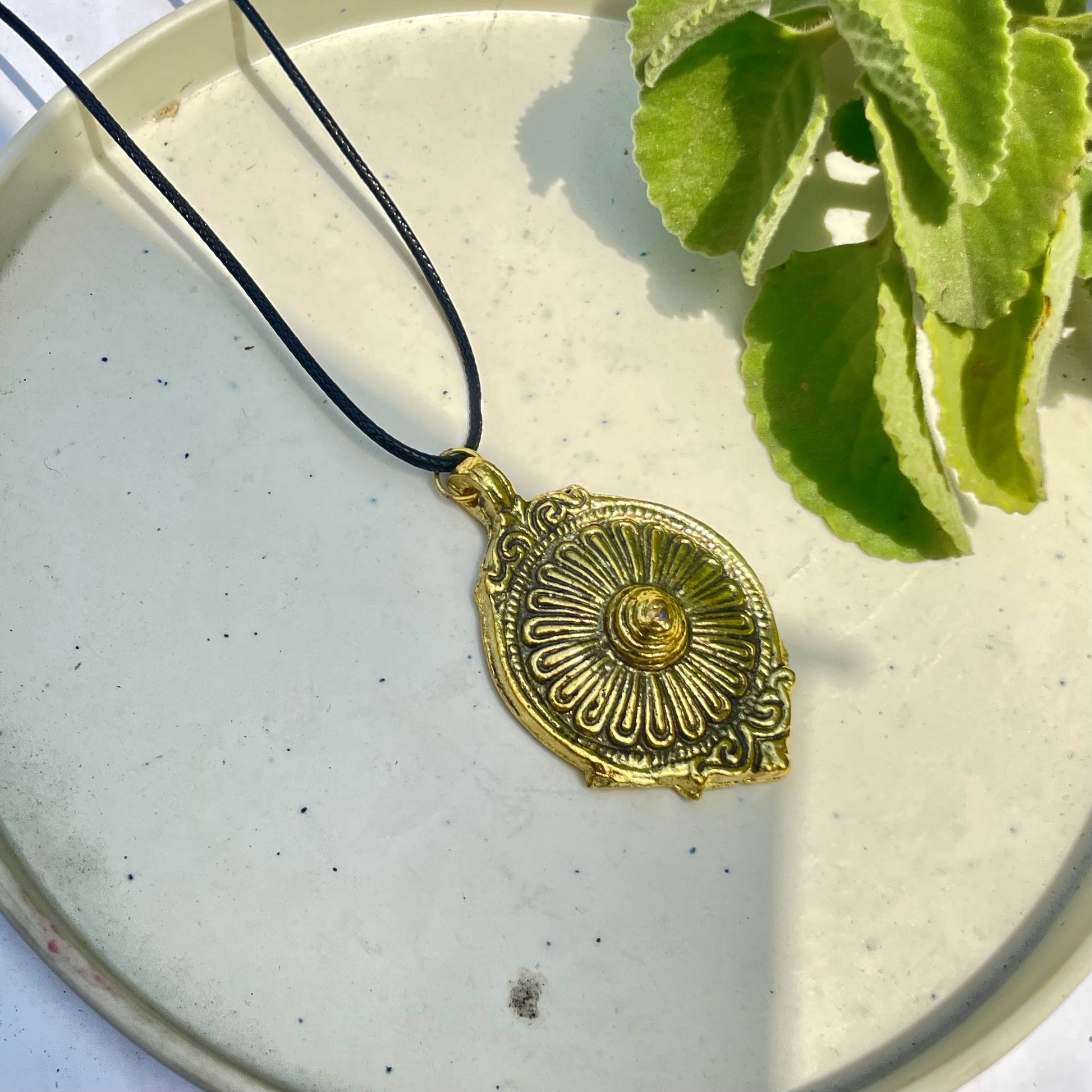 Golden  Oxidised Boho Brass Antique Necklace With Adjustable Rope Chain - DropShp