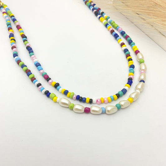 Double Layered Multicolour Y2K Choker Necklace Perfect For Dailywear - DropShp