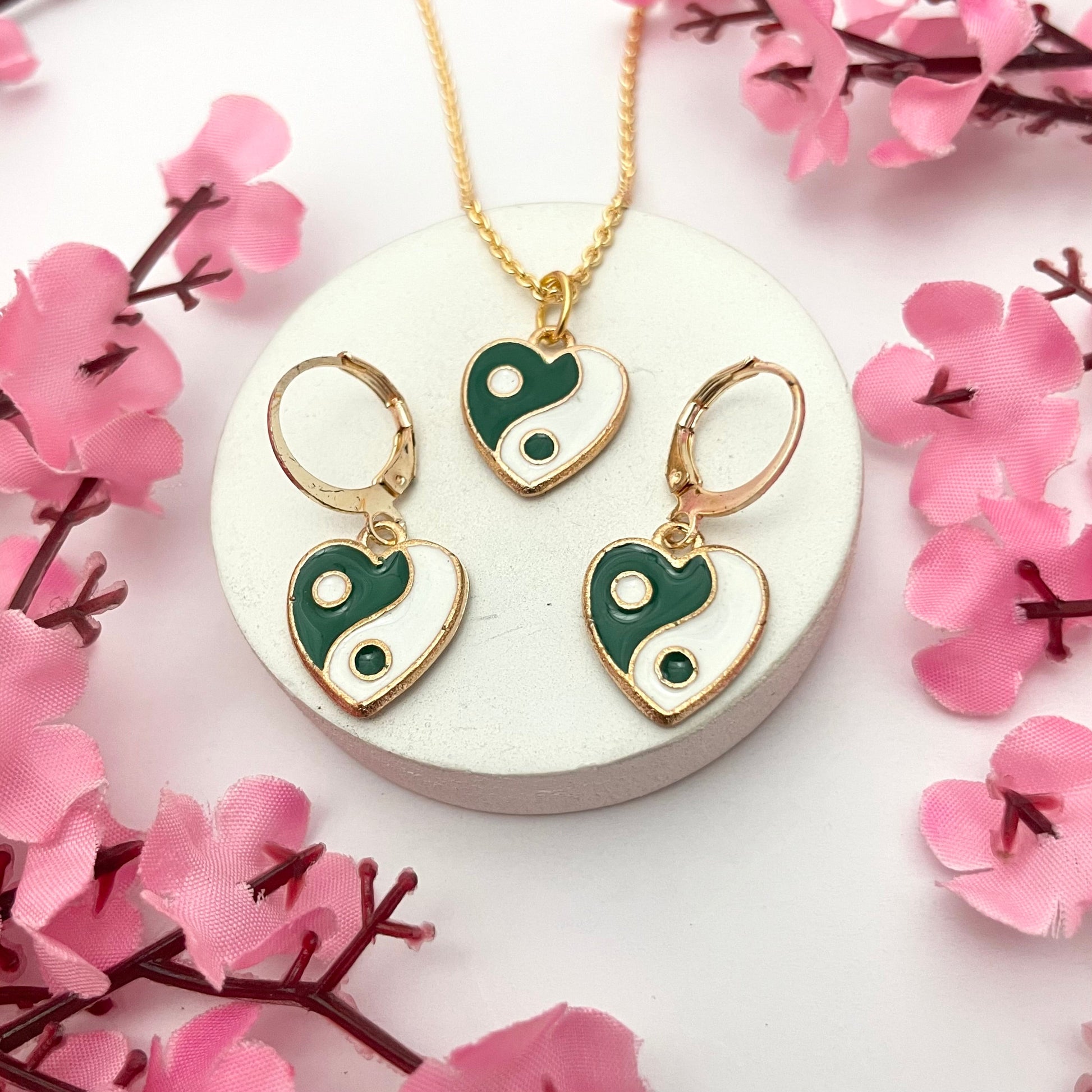 Cute Small Heart Charm Huggies & Necklace Combo Perfect For Dailywear - DropShp