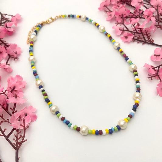 Cute Y2K Multicolour Glass Beads Choker Necklace For Dailywear - DropShp