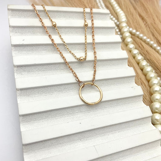 Double Layer Ring Necklace (Golden) - DropShp