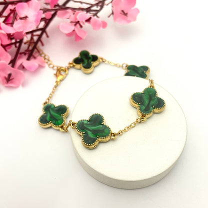 Adjustable Green Clover Designed Stainless Steel Korean Stylish Bracelet - DropShp