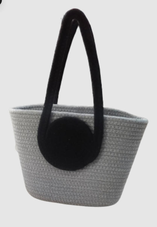 Jute Cotton Handmade Women Bucket Bag Casual Woven Beach Handbag (Slaty) - DropShp