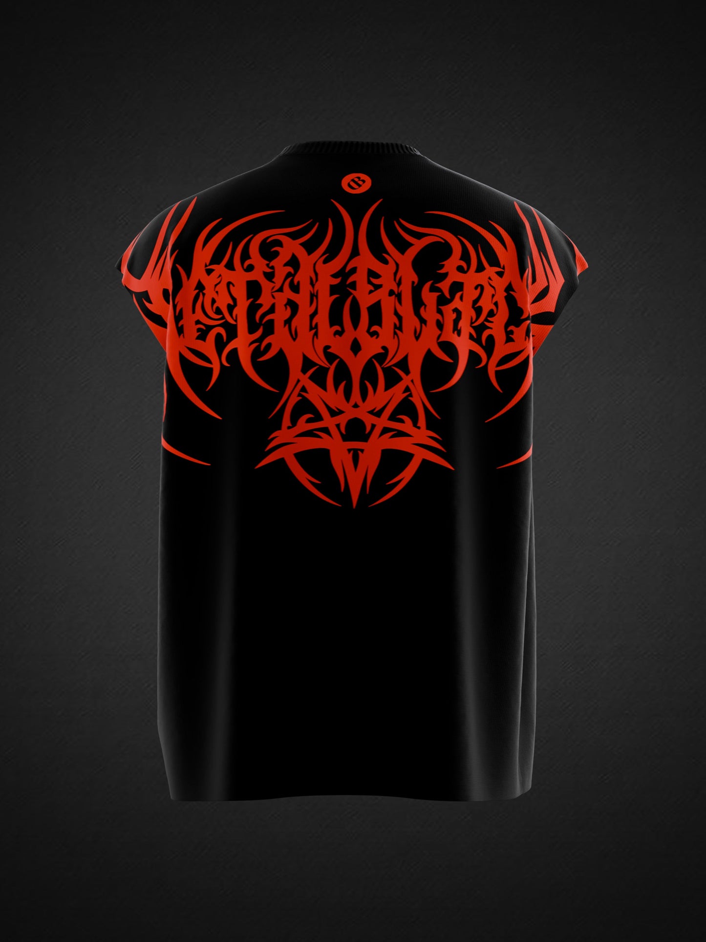 RED METAL BLACK UNISEX BOXY VEST