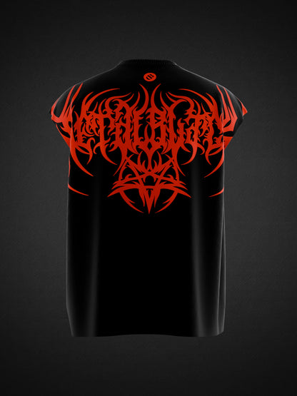 RED METAL BLACK UNISEX BOXY VEST