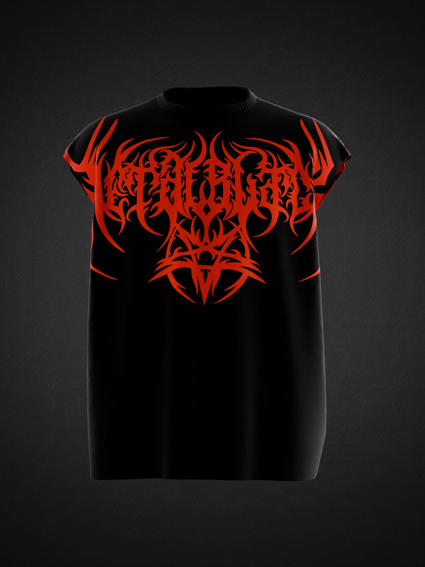 RED METAL BLACK UNISEX BOXY VEST