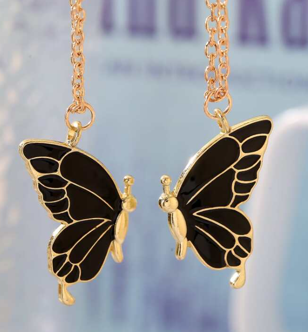 Black Butterfly Friendship Necklace - DropShp