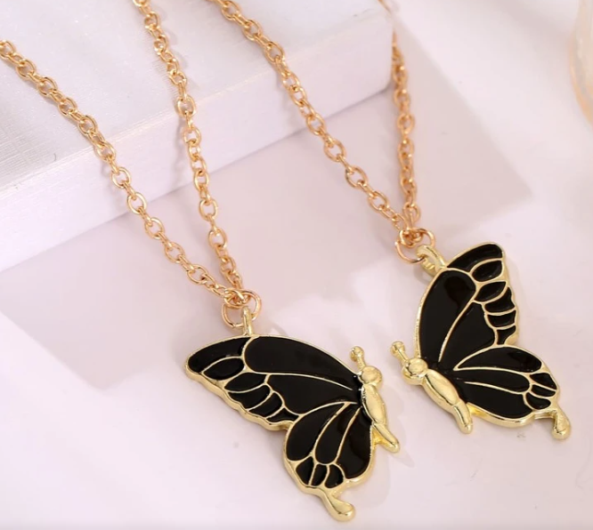 Black Butterfly Friendship Necklace - DropShp