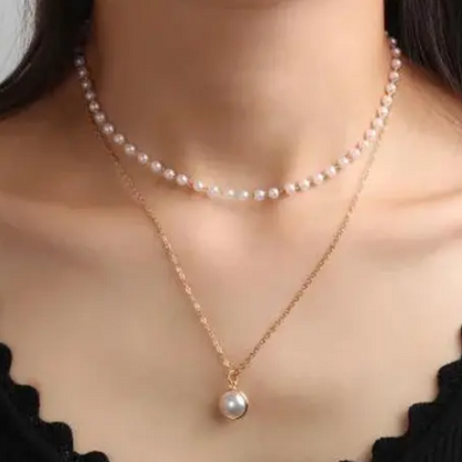 Layered Golden Hanging Pearl Pendant Charm Necklace Perfect For Dailywear - DropShp
