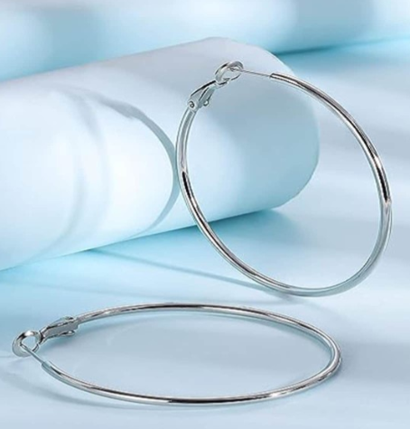 Silver-Plated Circular Hoop Earrings - DropShp