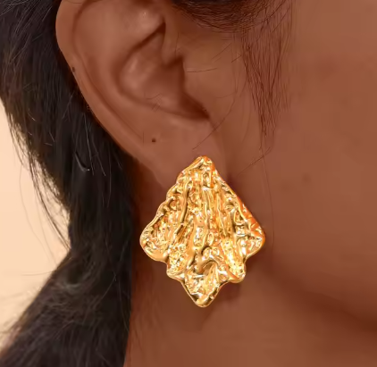 18K Gold Plated Stainless Steel Irregular Geometric Stud Earrings - DropShp