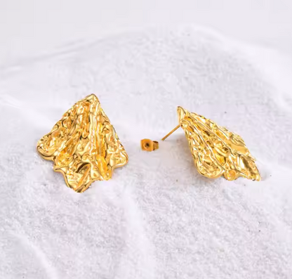 18K Gold Plated Stainless Steel Irregular Geometric Stud Earrings - DropShp