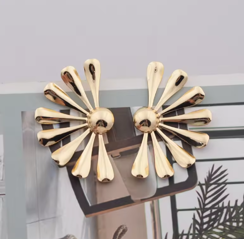 Golden Half Big Sun Flower Stud Earrings for Women - DropShp