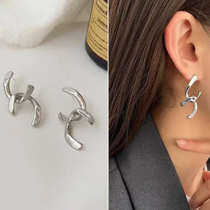 Silver Plated Link Chain Western Earrings - DropShp