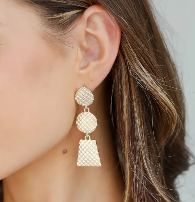 Golden Textured Drop Earrings - DropShp
