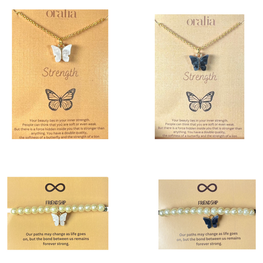 Black & White Butterfly Necklace and Bracelet Combo | Perfect For Dailywear - DropShp