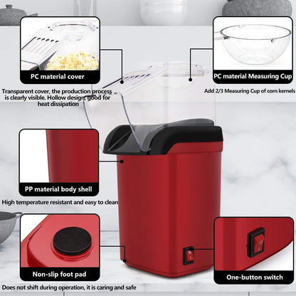 Mini Electric Popcorn Maker Machine with No oil needed, Healthy and Delicious Snack for Kids, Adults.Great for Holding Parties in Home