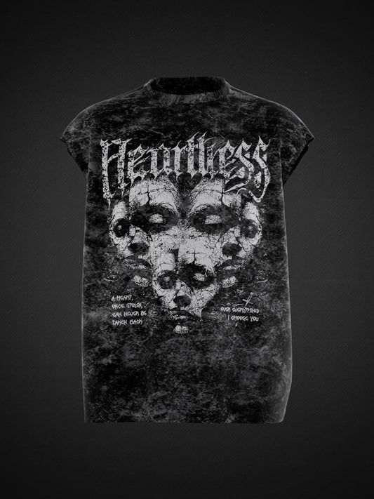 HEARTLESS ACID WASH UNISEX BOXY VEST