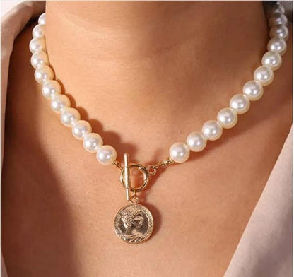 Coin Glass Pearl Choker - DropShp