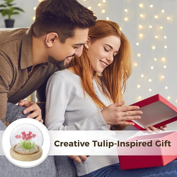 Handmade Tulip Lamp Night Light with Glass Dome - DropShp