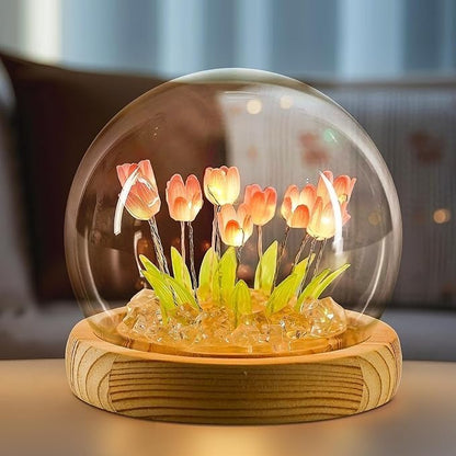 Handmade Tulip Lamp Night Light with Glass Dome - DropShp